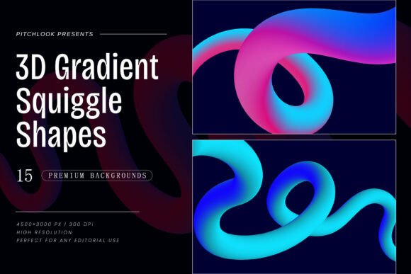 3D Gradient Squiggle Shapes: Bold, Fluid, and Futuristic