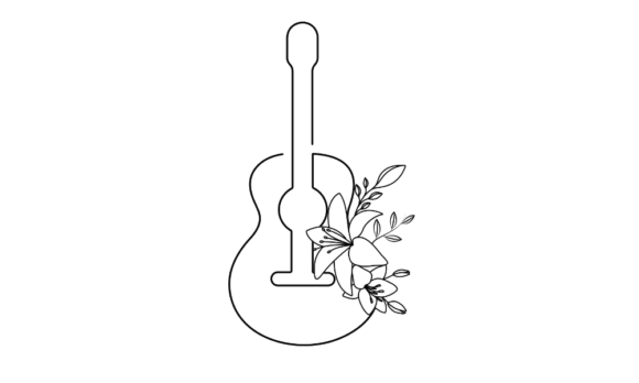 Animated Guitar with Decorative Flowers: A Symphony in Motion