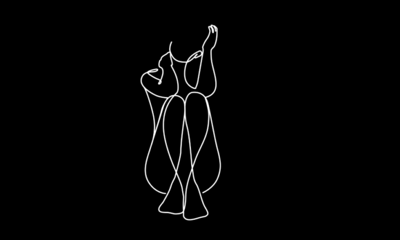 Animated Line Art of Women Sitting Pose: A Modern Design Asset