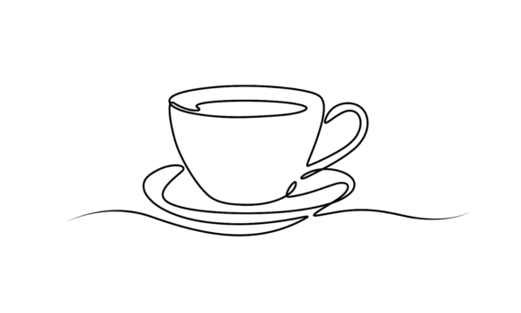 Animated Tea Cup with Plate Line Drawing: A Charming Asset