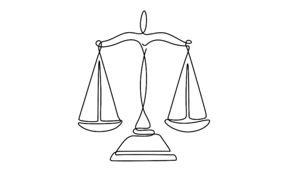 The Animated Scales of Justice: A Continuous Line Motion Graphic