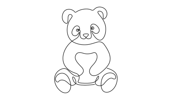 The Irresistible Charm of Animated Sitting Baby Panda Line Art