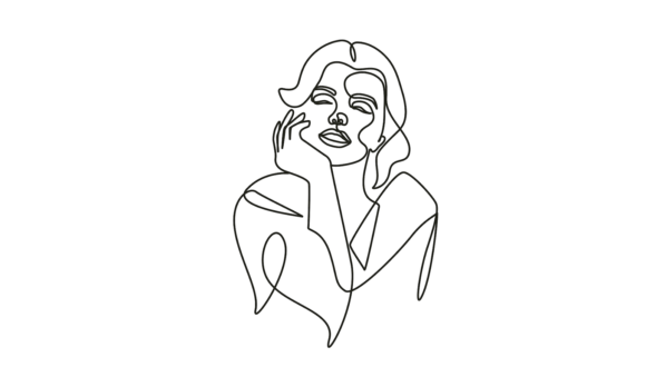 Thinking Pose Female Faces: Beauty Salon Line Art Animation