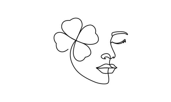 Woman Face Clover Leaf Linear Animation: Motion and Charm